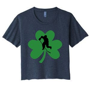 Funny St. Patricks Day Hockey Player Gift Women's Crop Top Tee