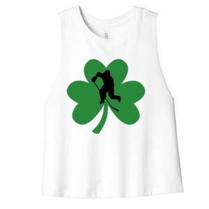 Funny St. Patricks Day Hockey Player Gift Women's Racerback Cropped Tank