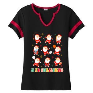 Funny Santa Pe Teacher Christmas Xmas Vibes A Pe Christmas Ladies Halftime Notch Neck Tee