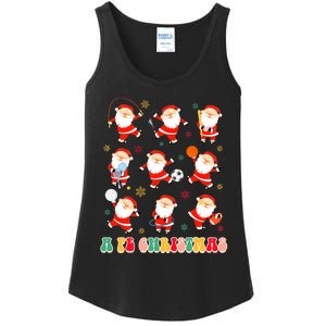 Funny Santa Pe Teacher Christmas Xmas Vibes A Pe Christmas Ladies Essential Tank