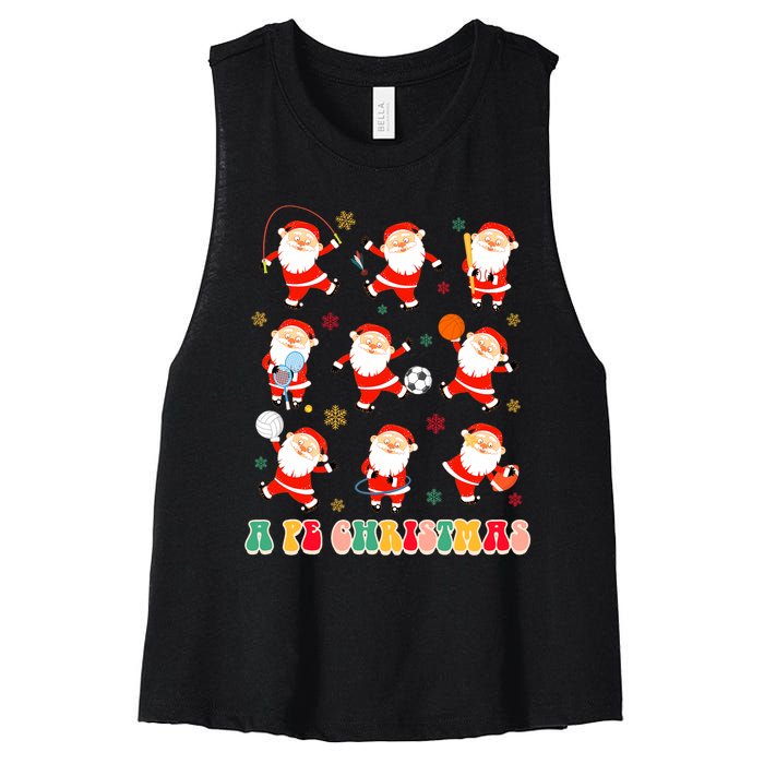 Funny Santa Pe Teacher Christmas Xmas Vibes A Pe Christmas Women's Racerback Cropped Tank