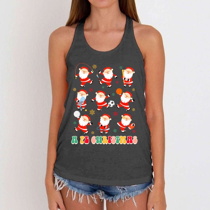 Funny Santa Pe Teacher Christmas Xmas Vibes A Pe Christmas Women's Knotted Racerback Tank