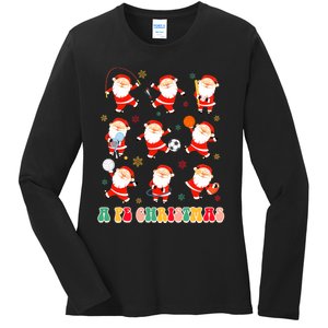 Funny Santa Pe Teacher Christmas Xmas Vibes A Pe Christmas Ladies Long Sleeve Shirt