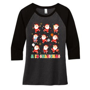 Funny Santa Pe Teacher Christmas Xmas Vibes A Pe Christmas Women's Tri-Blend 3/4-Sleeve Raglan Shirt