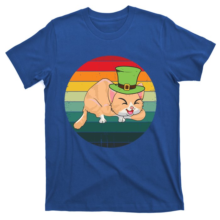 Funny St Patricks Day Shamrock Cat Lover Irish Retro Vintage Great Gift T-Shirt