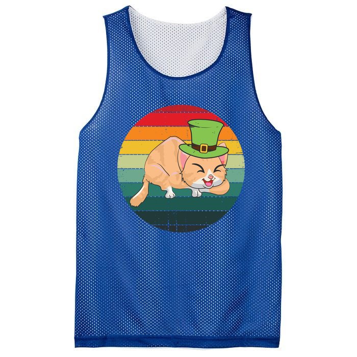 Funny St Patricks Day Shamrock Cat Lover Irish Retro Vintage Great Gift Mesh Reversible Basketball Jersey Tank