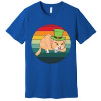 Funny St Patricks Day Shamrock Cat Lover Irish Retro Vintage Great Gift Premium T-Shirt