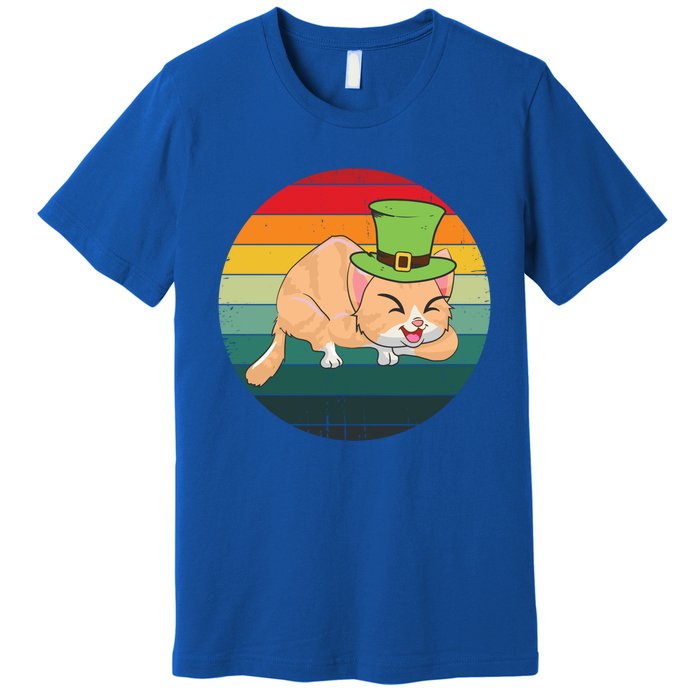 Funny St Patricks Day Shamrock Cat Lover Irish Retro Vintage Great Gift Premium T-Shirt