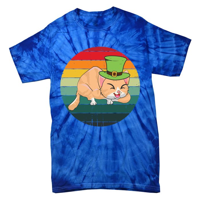 Funny St Patricks Day Shamrock Cat Lover Irish Retro Vintage Great Gift Tie-Dye T-Shirt