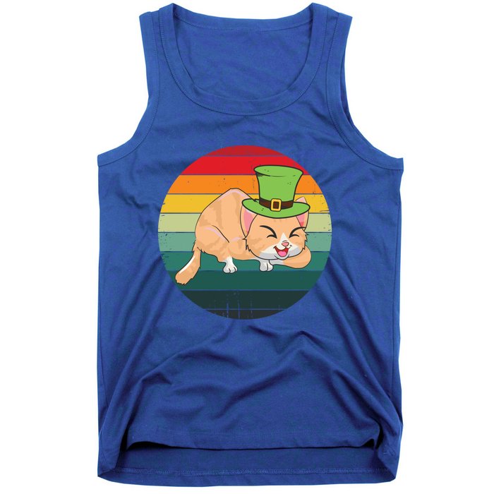 Funny St Patricks Day Shamrock Cat Lover Irish Retro Vintage Great Gift Tank Top