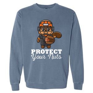 Funny Squirrel Protect Your Nuts Baseball Catcher Animal Cool Gift Garment-Dyed Sweatshirt