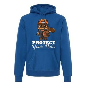 Funny Squirrel Protect Your Nuts Baseball Catcher Animal Cool Gift Premium Hoodie