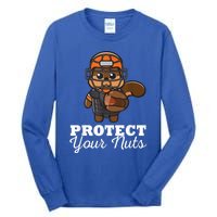 Funny Squirrel Protect Your Nuts Baseball Catcher Animal Cool Gift Tall Long Sleeve T-Shirt