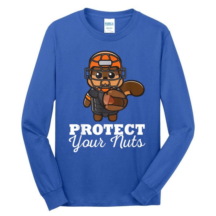 Funny Squirrel Protect Your Nuts Baseball Catcher Animal Cool Gift Tall Long Sleeve T-Shirt