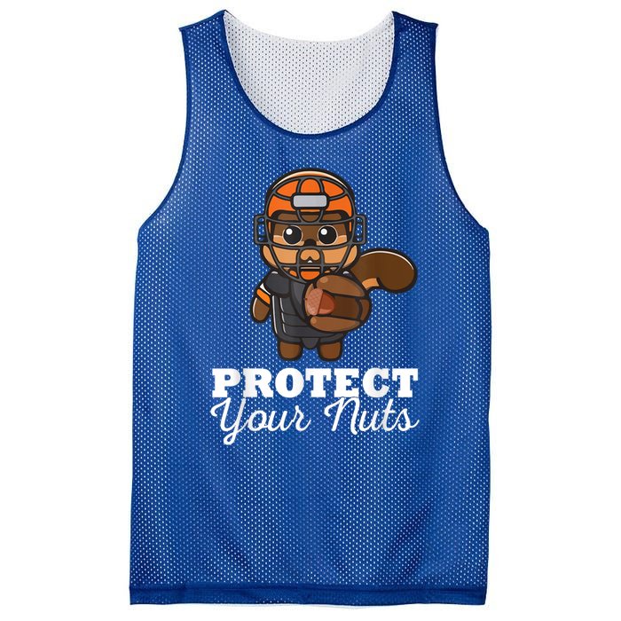 Funny Squirrel Protect Your Nuts Baseball Catcher Animal Cool Gift Mesh Reversible Basketball Jersey Tank