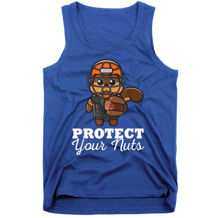 Funny Squirrel Protect Your Nuts Baseball Catcher Animal Cool Gift Tank Top