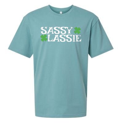 Funny St Pattys Day St Patricks Day Women Sassy Lassie Gift Sueded Cloud Jersey T-Shirt