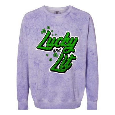 Funny St Paddy's Day Lycky And Lit Colorblast Crewneck Sweatshirt