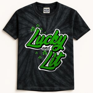 Funny St Paddy's Day Lycky And Lit Kids Tie-Dye T-Shirt