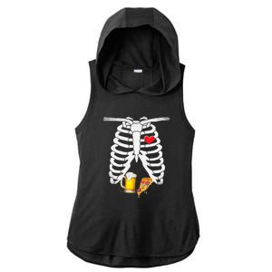 Funny Skeleton Pregnancy Pizza Beer Xray Halloween Soon Dad Gift Ladies PosiCharge Tri-Blend Wicking Draft Hoodie Tank