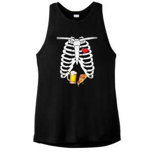 Funny Skeleton Pregnancy Pizza Beer Xray Halloween Soon Dad Gift Ladies PosiCharge Tri-Blend Wicking Tank