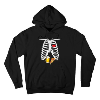 Funny Skeleton Pregnancy Pizza Beer Xray Halloween Soon Dad Gift Hoodie