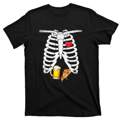 Funny Skeleton Pregnancy Pizza Beer Xray Halloween Soon Dad Gift T-Shirt