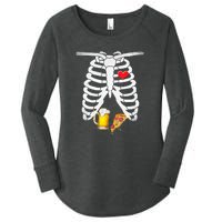 Funny Skeleton Pregnancy Pizza Beer Xray Halloween Soon Dad Gift Women's Perfect Tri Tunic Long Sleeve Shirt