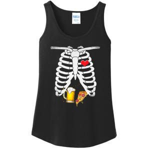 Funny Skeleton Pregnancy Pizza Beer Xray Halloween Soon Dad Gift Ladies Essential Tank