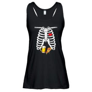 Funny Skeleton Pregnancy Pizza Beer Xray Halloween Soon Dad Gift Ladies Essential Flowy Tank