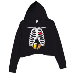 Funny Skeleton Pregnancy Pizza Beer Xray Halloween Soon Dad Gift Crop Fleece Hoodie