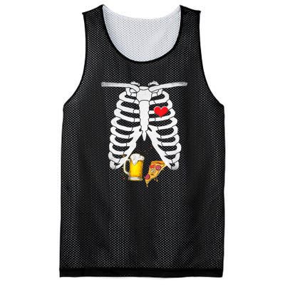 Funny Skeleton Pregnancy Pizza Beer Xray Halloween Soon Dad Gift Mesh Reversible Basketball Jersey Tank