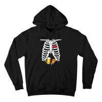 Funny Skeleton Pregnancy Pizza Beer Xray Halloween Soon Dad Gift Tall Hoodie