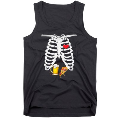 Funny Skeleton Pregnancy Pizza Beer Xray Halloween Soon Dad Gift Tank Top