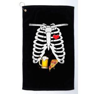 Funny Skeleton Pregnancy Pizza Beer Xray Halloween Soon Dad Gift Platinum Collection Golf Towel