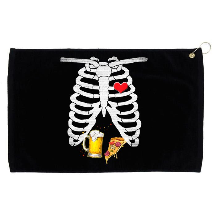 Funny Skeleton Pregnancy Pizza Beer Xray Halloween Soon Dad Gift Grommeted Golf Towel