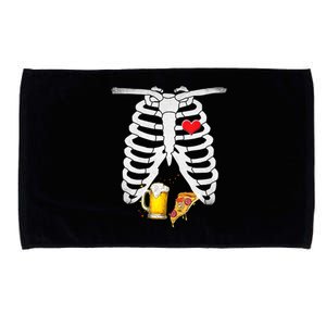 Funny Skeleton Pregnancy Pizza Beer Xray Halloween Soon Dad Gift Microfiber Hand Towel