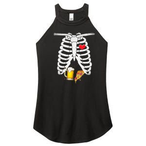 Funny Skeleton Pregnancy Pizza Beer Xray Halloween Soon Dad Gift Women's Perfect Tri Rocker Tank