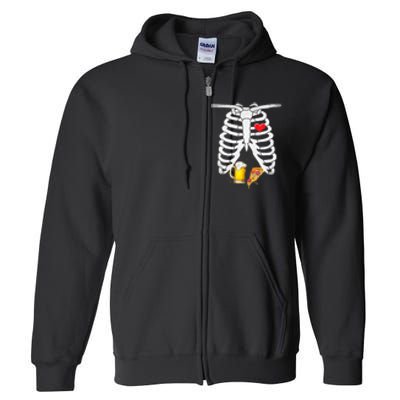 Funny Skeleton Pregnancy Pizza Beer Xray Halloween Soon Dad Gift Full Zip Hoodie