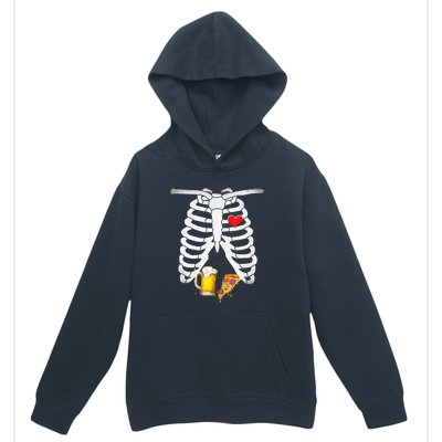 Funny Skeleton Pregnancy Pizza Beer Xray Halloween Soon Dad Gift Urban Pullover Hoodie