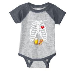 Funny Skeleton Pregnancy Pizza Beer Xray Halloween Soon Dad Gift Infant Baby Jersey Bodysuit