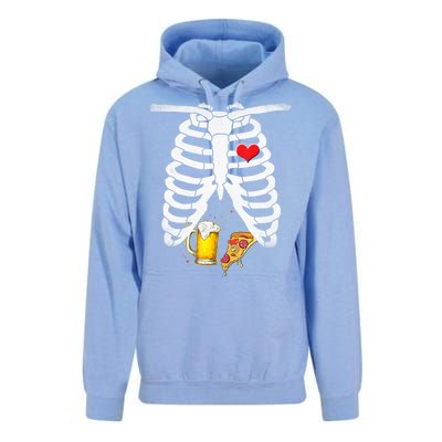 Funny Skeleton Pregnancy Pizza Beer Xray Halloween Soon Dad Gift Unisex Surf Hoodie