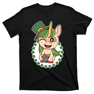 Funny St Patricks Day Irish Unicorn With Hat Gift T-Shirt