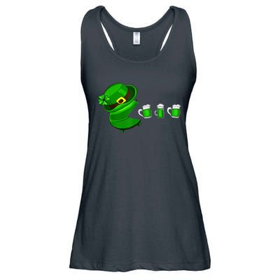 Funny St Patricks Day Shamrock Drinking Beer Gift Ladies Essential Flowy Tank