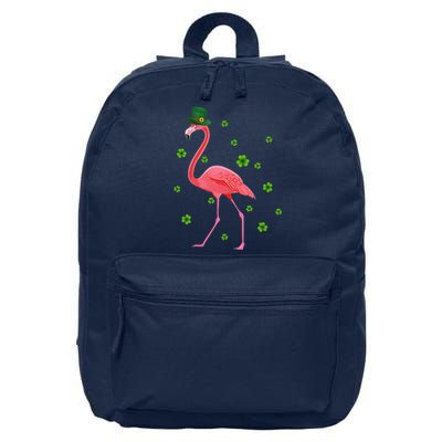 Flamingo St Patricks Day Flamingo Lover Shamrock 16 in Basic Backpack