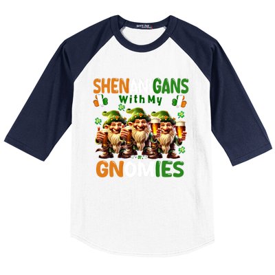 Funny St Patricks Day Shenanigans With My Gnomies Shamrock Gift Baseball Sleeve Shirt