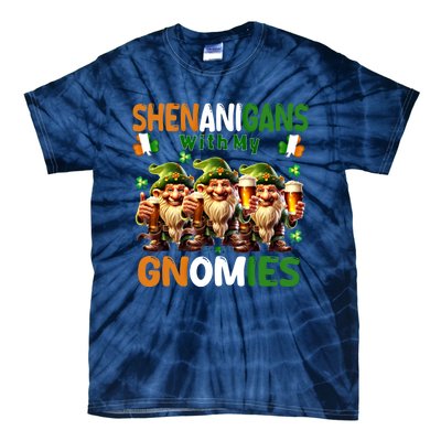 Funny St Patricks Day Shenanigans With My Gnomies Shamrock Gift Tie-Dye T-Shirt