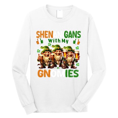 Funny St Patricks Day Shenanigans With My Gnomies Shamrock Gift Long Sleeve Shirt