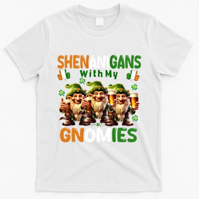 Funny St Patricks Day Shenanigans With My Gnomies Shamrock Gift T-Shirt