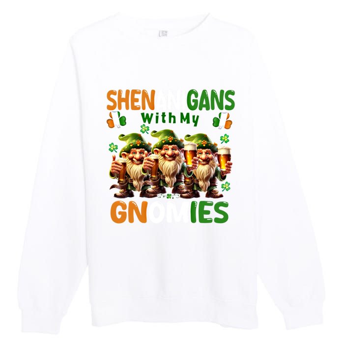 Funny St Patricks Day Shenanigans With My Gnomies Shamrock Gift Premium Crewneck Sweatshirt